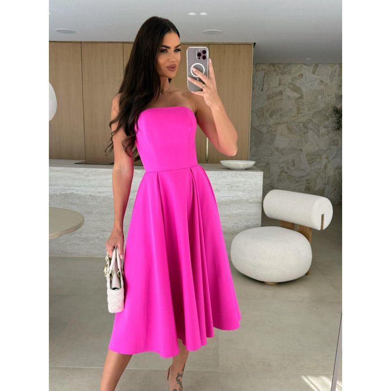 

Large Number In Stock 2025 Cross-Border Foreign Trade New Arrival Summer Wrapped Chest Dress Dress Large Swing Dress Rose Red S