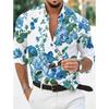 Men's floral shirt long sleeved sports fashion outdoor casual daily autumn and winter flat printed button down collar shirt