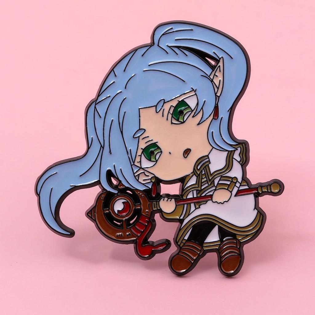 Anime Frieren: Beyond Journey's End Cute Frieren Himmel Brooch Fans Cosplay Props Men Women Backpack Enamel Pins Jewelry Gift