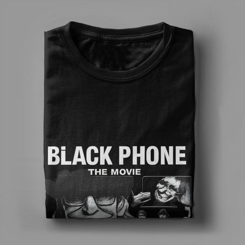 The Black Phones T-Shirt for Men Vintage Cotton Tee Shirt Crew Neck Short Sleeve T Shirt Birthday Gift Clothes - Men's Summ...