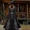 Abito Lungo da Donna con Stampa Sfumata Teschio Rosa Gotico Streetwear di Halloween