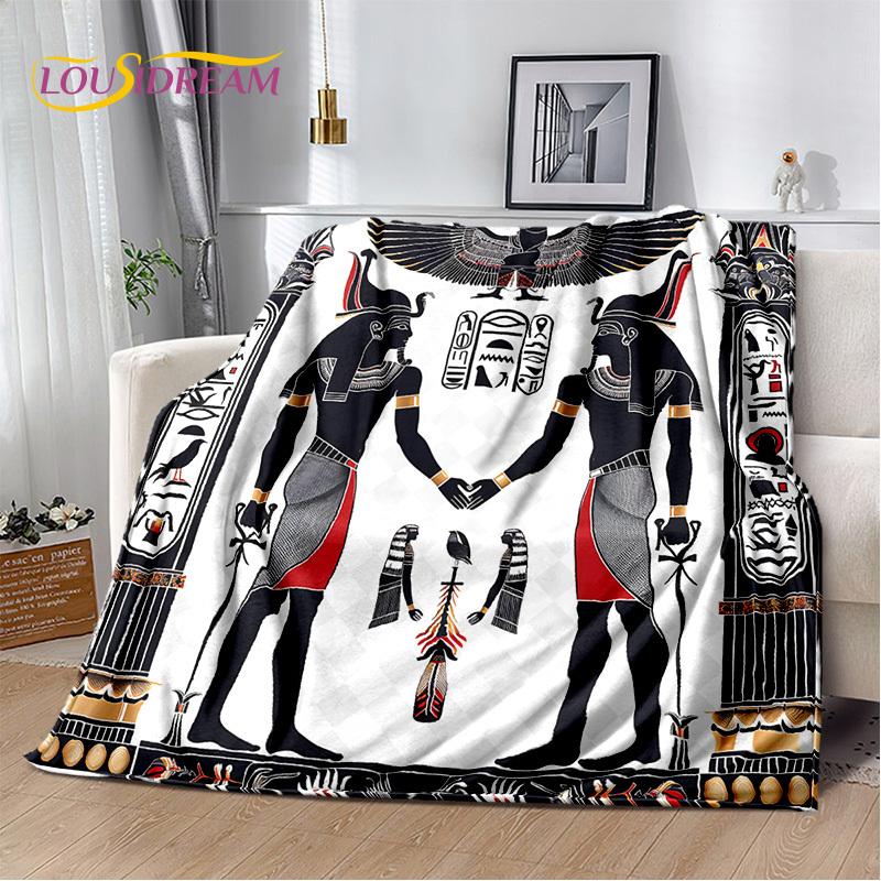 2025 Ancient Egypt Hieroglyphic Mythology Wall Painting Blanket,Soft Throw Blanket for Home Bedroom Bed Sofa Cover Child Gift