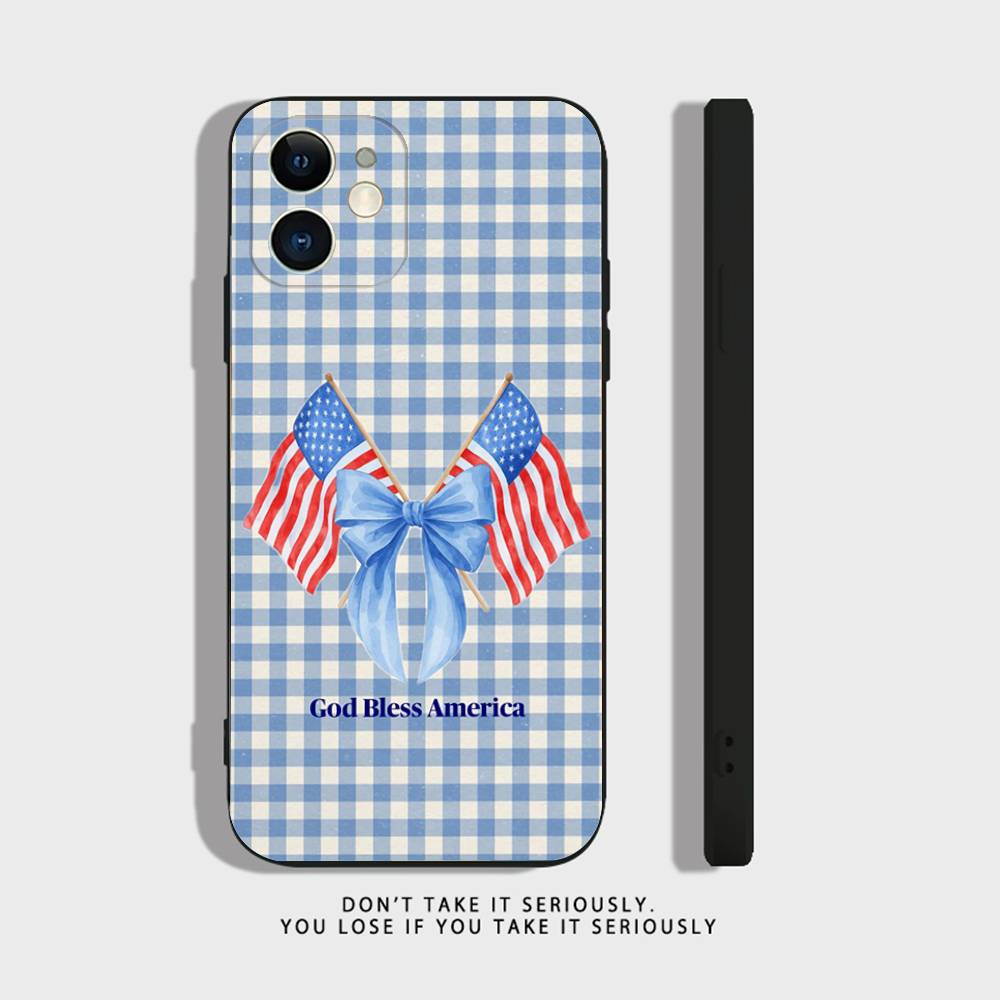 America USA Flag Cool Phone Case For iPhone 17 16,15,14,13,12,11,Pro,XS,Max,XR,Plus,Mini Soft Silicone Black Shockproof