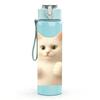 1PC Thumbs Up White Cat Bust Print 750ml Color Plastic Sports Water Bottle Leakproof Flip Straw Lid For Sports Office Home Use