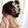 2Pcs Embroidery Butterfly Hair Claw Clips - Elegant Pearl Tassel Shark Clip Pins for Women, Sweet Fairy Hair Accessories