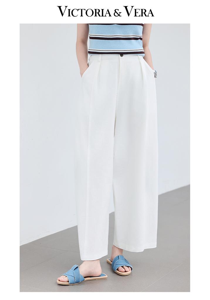 Summer "Nine Point Overture" Series High-Waisted Loose Casual Nine-Point Sickle Lantern Pants
