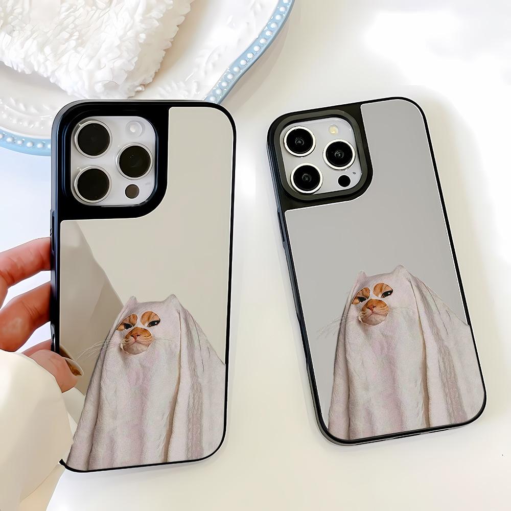 Halloween Headgear Kitten Suitable for Apple 17ProMax Mirror Mobile Phone Case 16pro Apple 15/14 Anti-drop 13
