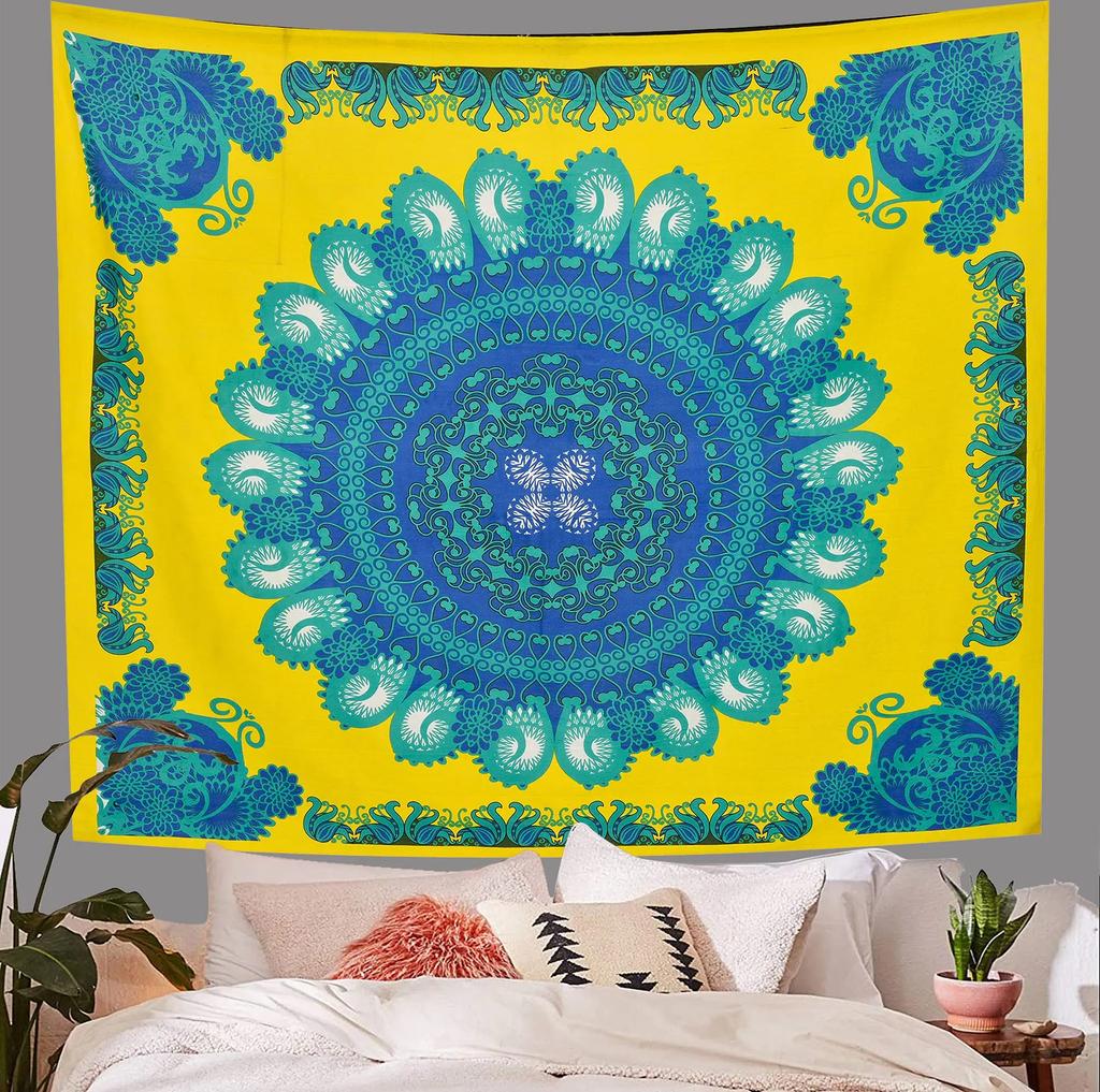 Boho Aesthetic Tapestry Mandala Tapestry Pink Floral Medallion Tapestries Wall Hanging Art Decor for Bedroom Living Room Dorm