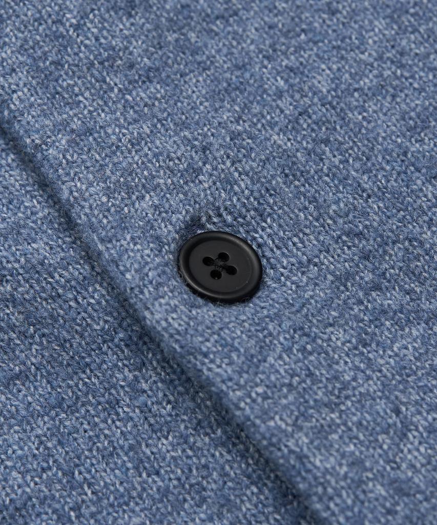 Excontainer Minimalist Button Round Neck Crop Cardigan (Blue)