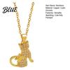 Cat Butterfly Necklace Pendant Cubic Zirconia Cute Kitty Stylish Animal