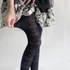Women Elegant Hollowed Out Lace Solid Pantyhose Stockings Japanese Style Vintage Flower Jacquard Mesh Tights Leggings