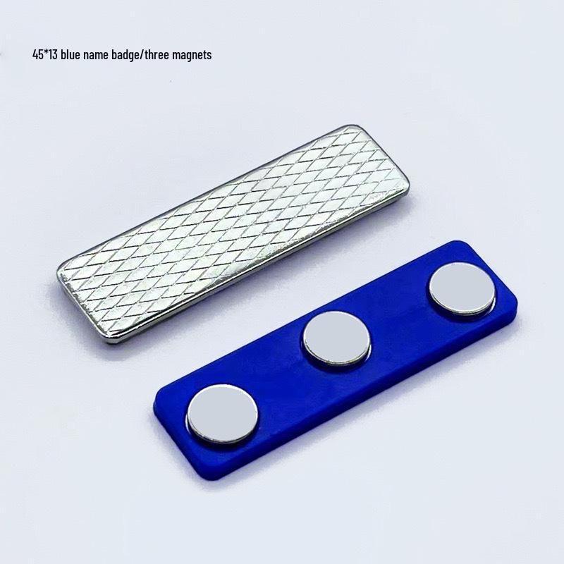 Magnetic Name Badge with Strong Double-Sided Adhesive Clasp, 45x13mm, 2-Piece Metal ID Holder