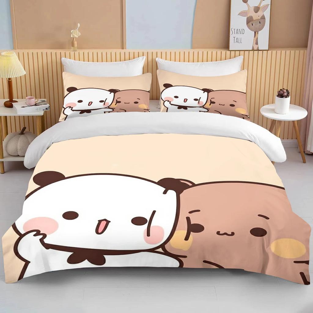 Bubu Dudu Cartoon Cute Bear Kawaii Christmas Gift King Twin Double Boys Bedding Set Microfiber or Polyester Duvet Cover Set