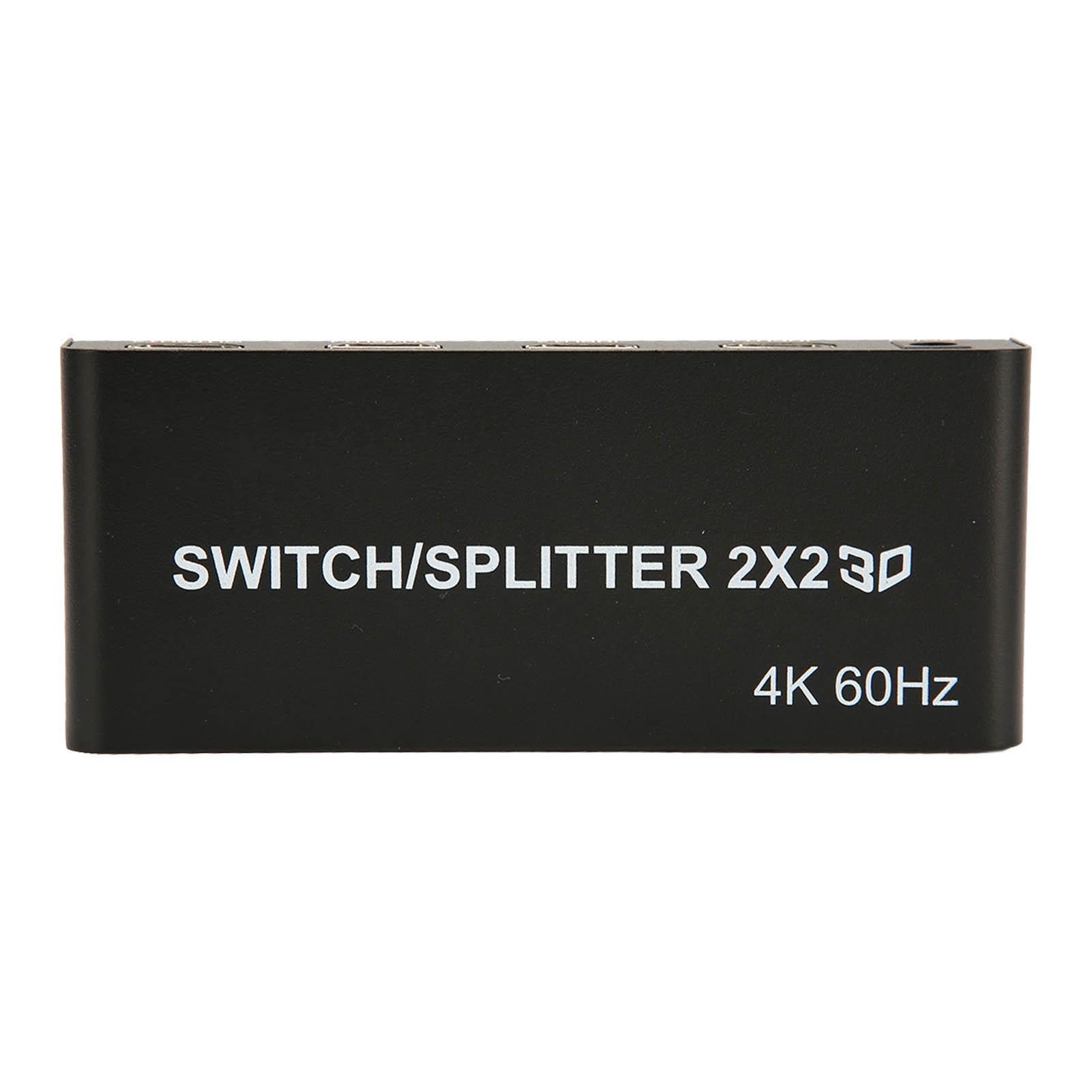 

Мультимедийный интерфейсный коммутатор HD 2 в 2 выхода 4K HD Мультимедийный интерфейсный разветвитель для ПК, проектора, телевизора EU Plug