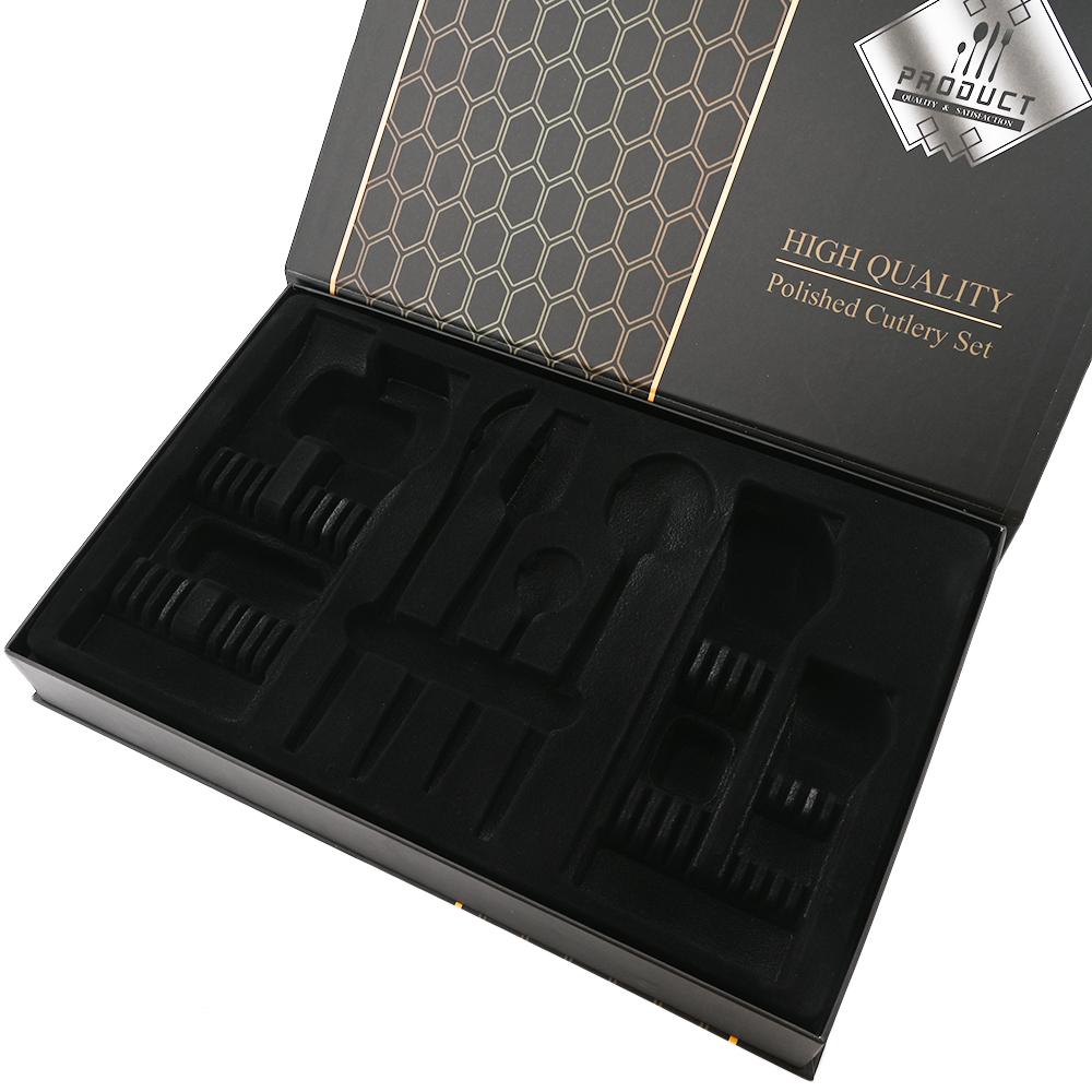 JANKNG Gold 24ks Sada zrcadlového nádobí Sada příborů z nerezové oceli Nůž Vidlička Lžíce Sada příborů Západní luxusní dárková krabička Nádobí