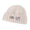 Source new cat letter embroidery knitted wool hat women's autumn and winter flanged warm cold hat stack hat