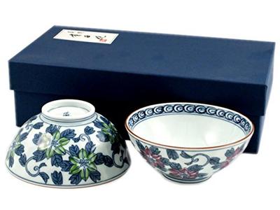 Arita Ware Korin Kiln Dyed Brocade Iron Flower Group Tea Bowl Tea 20601 (couple Bowl)