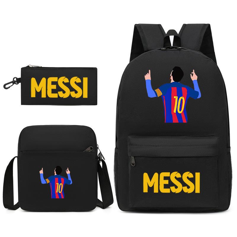 Large Capacity Schoolbag with Shoulder Strap; Student Three-piece Pencil Case Set