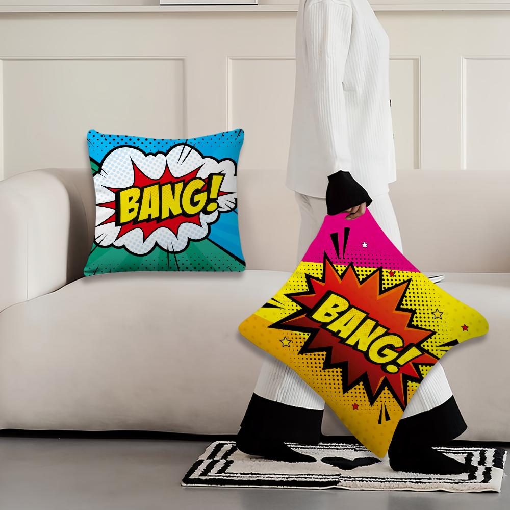 Art Pop BANG WOW BOOM POW cushion cover Pillow Cover Home Sofa living Decoration Room  Office Car Nordic Simplicity