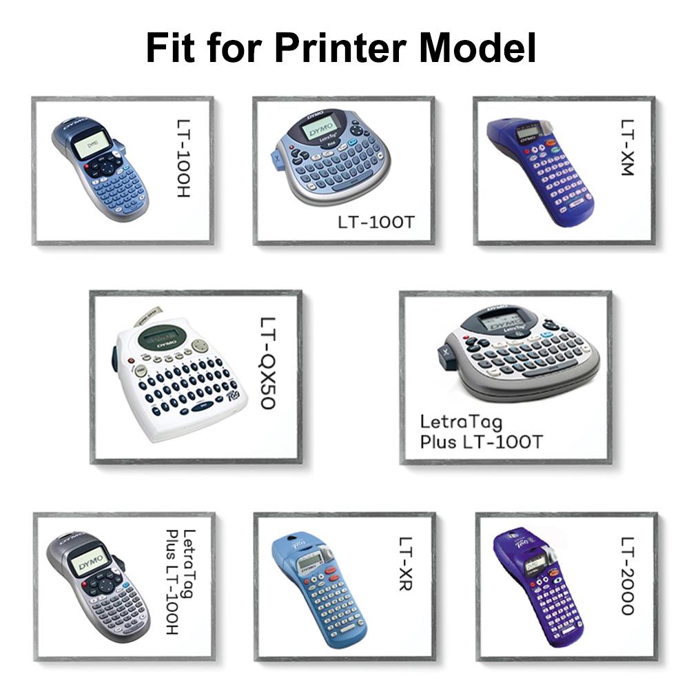 5Pack Compatible Dymo LetraTag Refills black on clear Plastic 12267 12mm X 4m work for Letratag LT-100H label maker printer