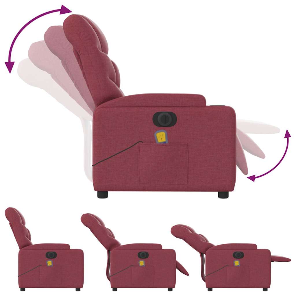 Electric Massage Chair Wine Red Fabric
