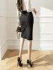 Syvent Midi Tight Pencil Skirt with Ribbon and Casual and Solid 12F295 Women's Skirt, Slit, Formal, Color,