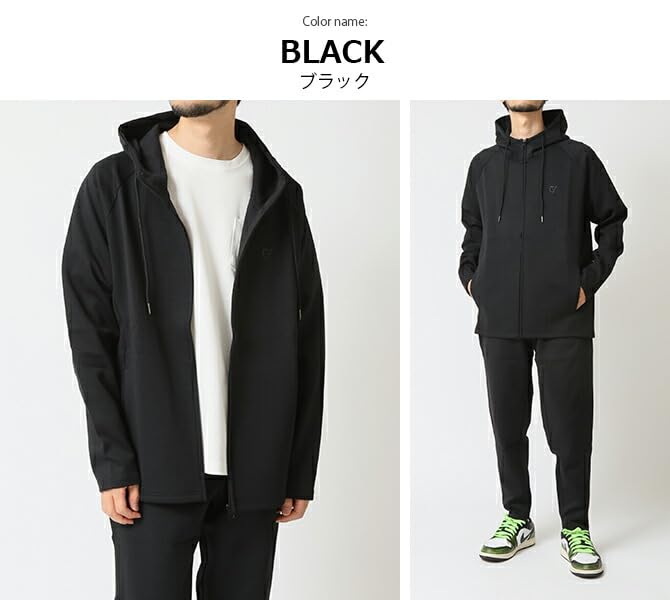 ARCADE סט נוח נמתח עליון ותחתון עם מחזירי אור ומידה שחור לגברים, רקמה לכל הכיוונים, גולף, אימון, בגדי בית, L,