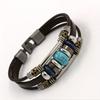 Bracelet Charm Leather Bracelet Party Gift Retro Beaded Ethnic Style Personality 1PC Multi-layer Couple Turquoise Fashion  Accessories