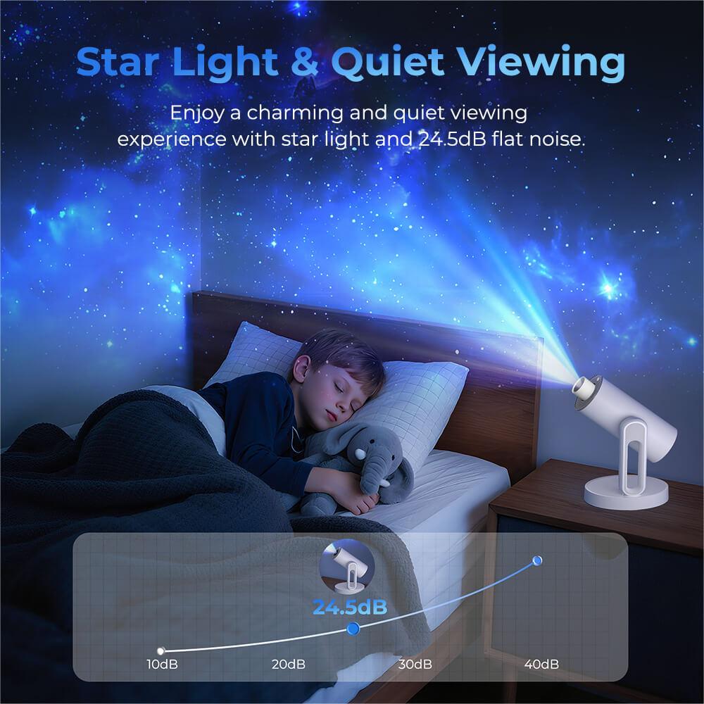ETOE Starfish Plus Projector with Built-in Google TV, 140° Rotation, Automatic Screen Adjustment and Touch Night Light