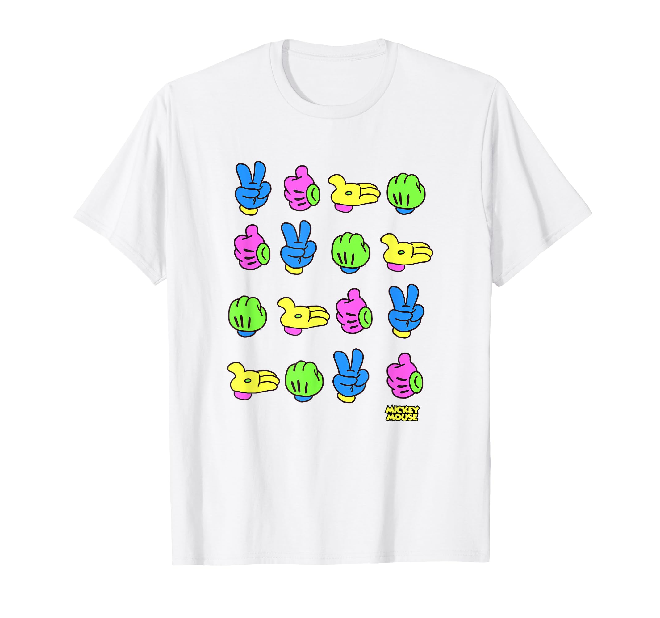Disney Mickey and Friends Rainbow Neon Sign Language Hand T-Shirt белый