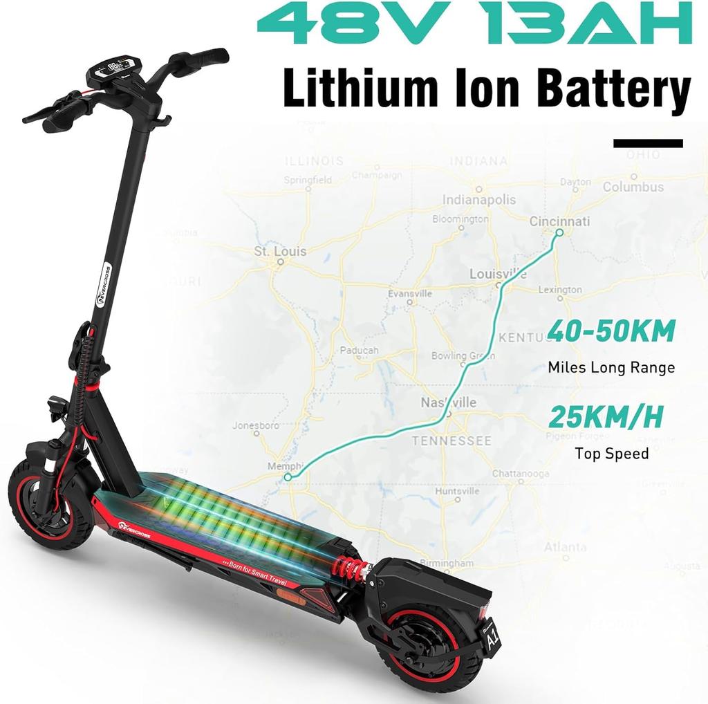 Evercross A1 Electric Scooter with 48V 13Ah Battery 10inch