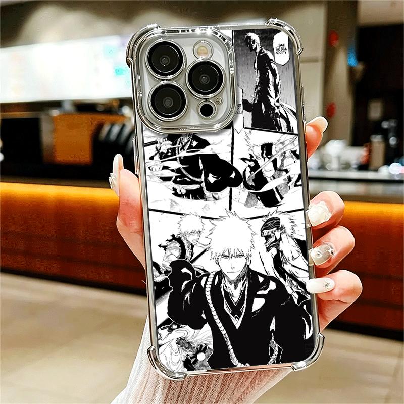 Bleach Anime Ichigo Kenpachi Plating Phone Case For Iphone 16 17 Pro Max Air 16E 14 15 Plus 12 13 Mini Anti-Fall Airabag Cover