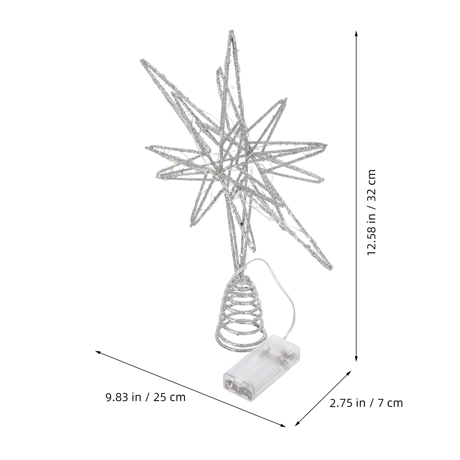 

Christmas Tree Topper Star Lighted 30 LED Decorative Metal Wire Rustic Star for Tree Top Holiday Indoor Festive Decoration серебряный