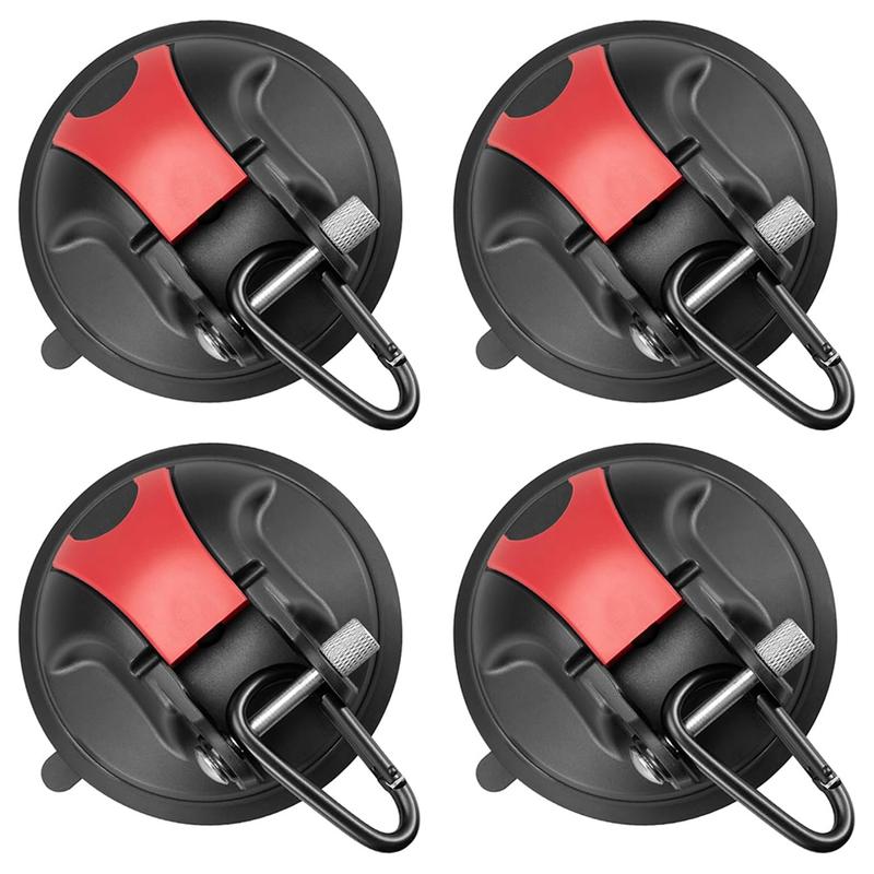 4 PCS Heavy Duty Suction Cup Hooks for Camping, Car, RV, Window - Camping Suction Cup Hooks