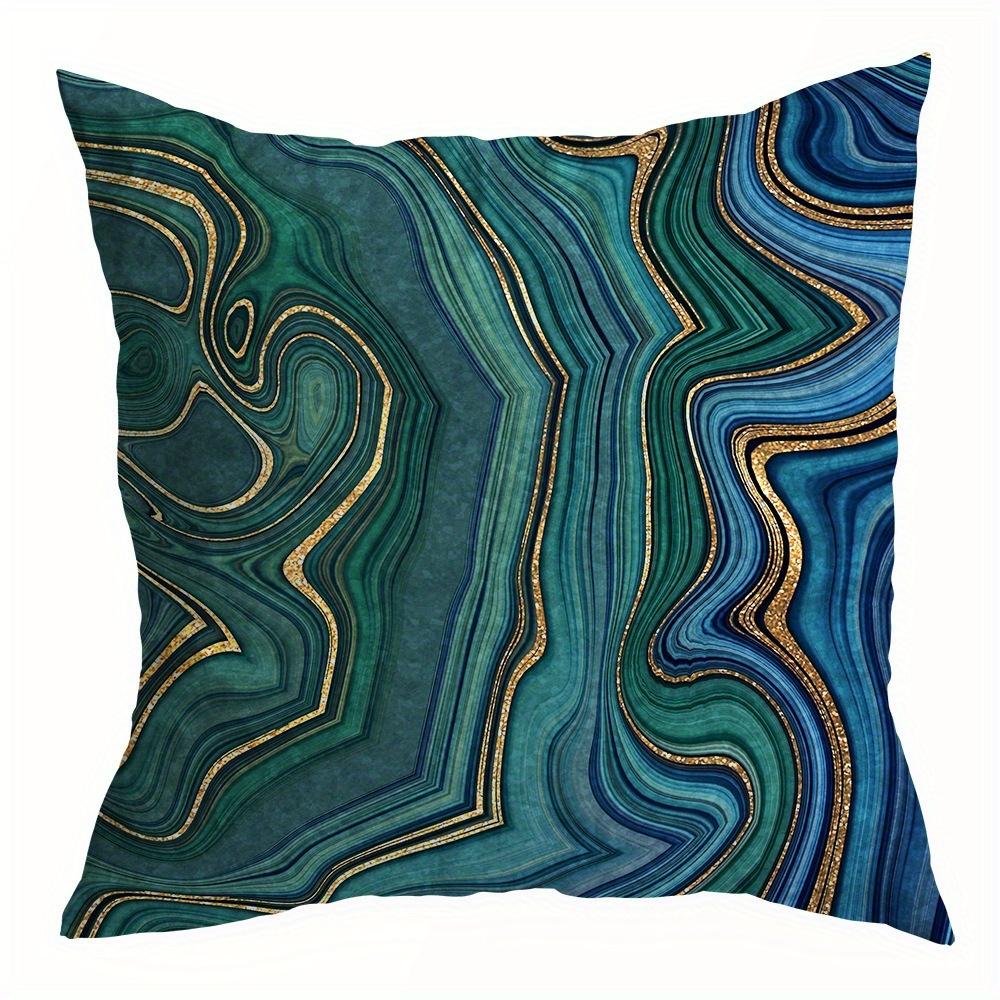 4Pcs Green Marble Pattern Single-Sided Printing Short Plush Suitable For Living Rooms Bedrooms Sofas (Excluding Pillow Cores)