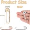 12PCS Shiny Pins Rhinestone Safety Pins Gold Rhinestone Large Brooches Pins Fancy Safety Pins  Women