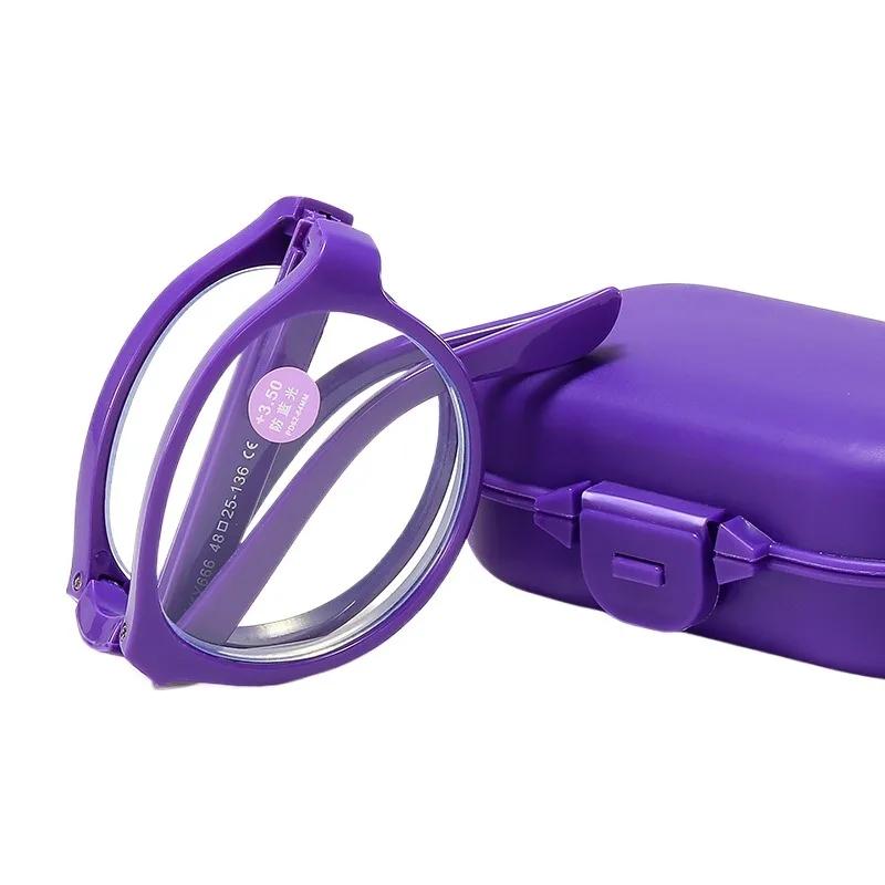 Ochelari de citit pliabili cu etui pentru ochelari Unisex Portabili Ușori Ochelari pentru prezbiopie Anti lumină albastră Putere 1.0x ~ 4.0x