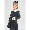 Mengtejiao Girls' Winter Padded Furry Lapel Coat & Skirt Set
