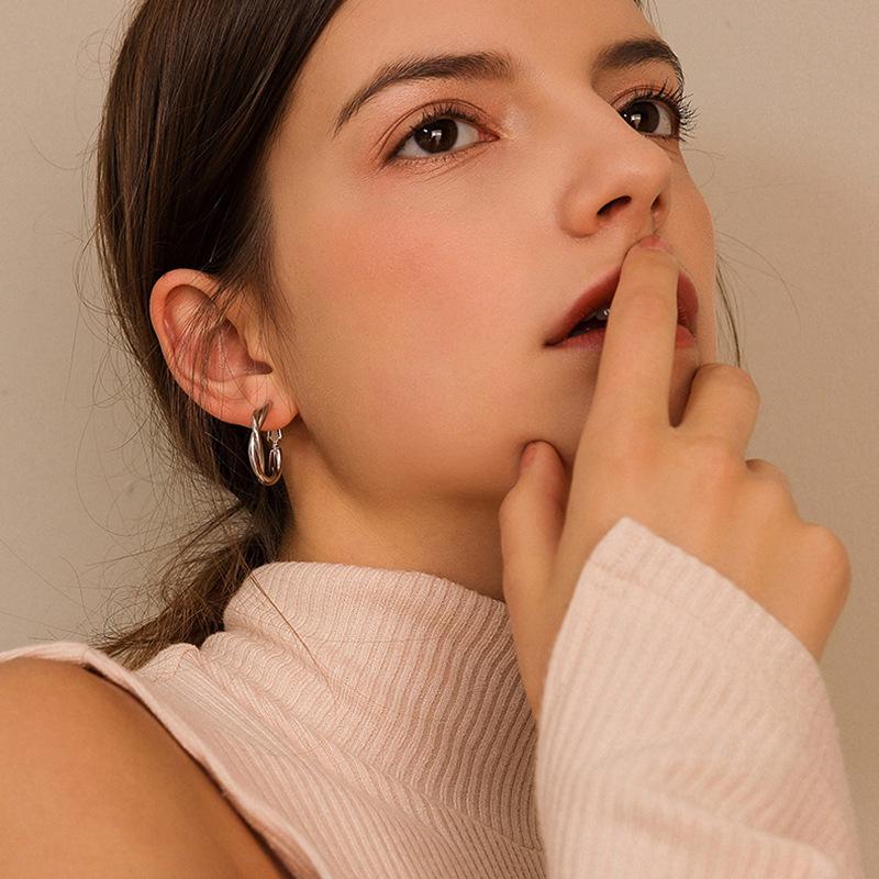 S925 Silver Needle Twist Design Hoops - European & American Street Style Earrings for Women