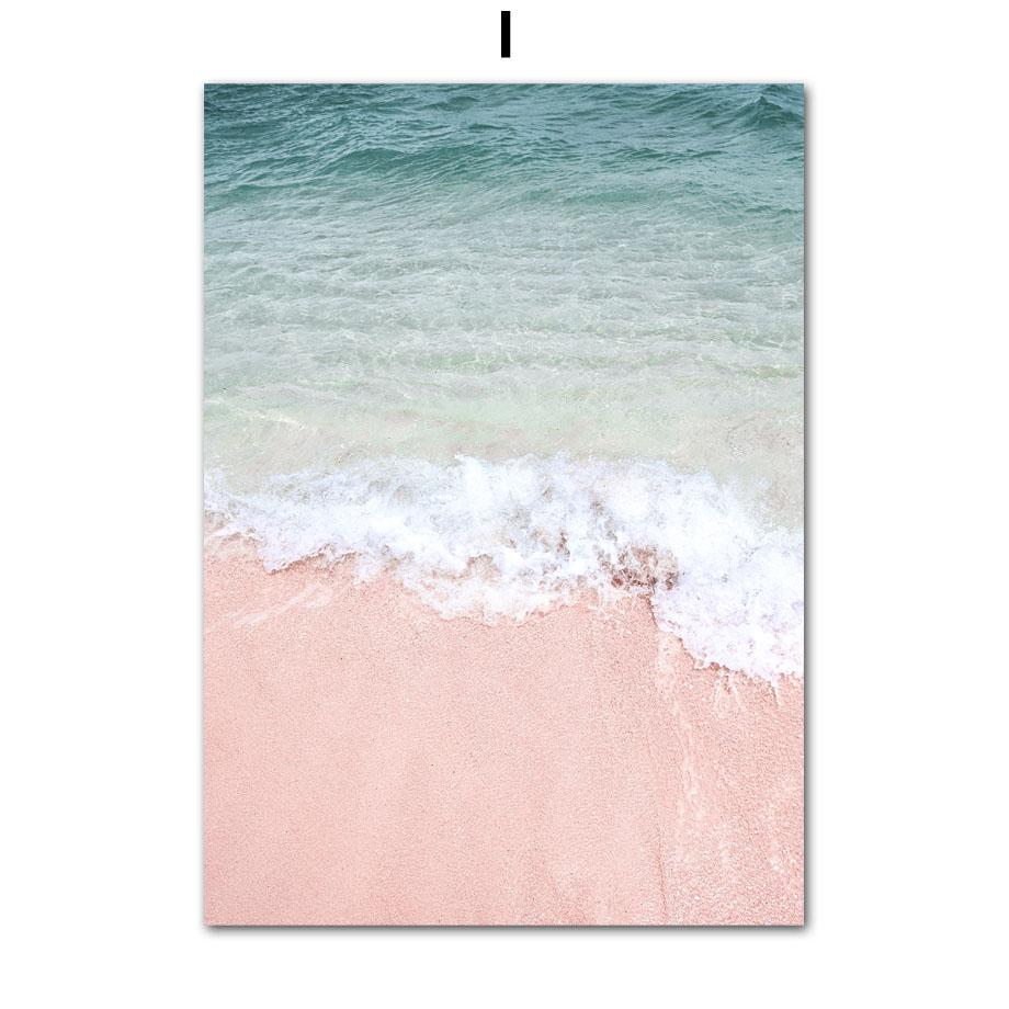 Tropical Pink Beach Shell Palm Tree Sun Posters Prints Canvas Painting Nordic Wall Art Pictures For Living Room Home Decor