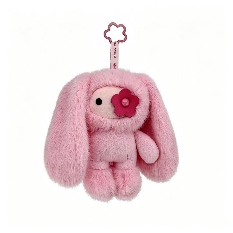 18cm Juju Hanging Plush Toys Cute Rabbit Design Flower Keychain Backpack Pendant Accessory Cross-border New Style Soft Doll Toys