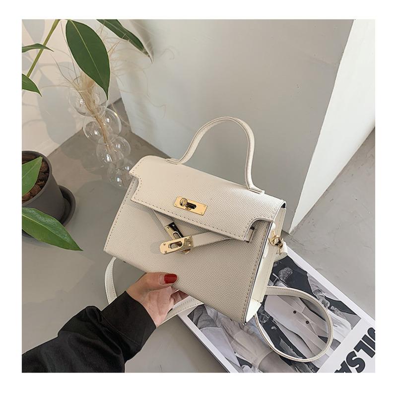 Minimalistische Faux-Leder-Schultertasche mit Schlossverschluss für Damen Trendige Crossbody-Tasche