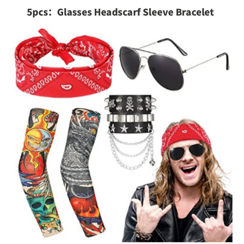 Kostium Cosplay Heavy Metal Rock z Okularami Przeciwsłonecznymi Dla Dorosłych i Dzieci