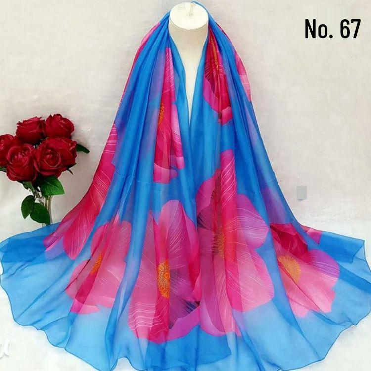 Women's Chiffon Scarf - Lightweight, Printed Sun Protection for Spring, Summer, Fall - Versatile Beach Shawl