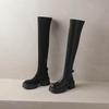 Krazing Pot Microfiber Autumn Winter Shoes Thick Bottom Flat Platform Size 43 Long Boots Zipper Over-the-knee Boots
