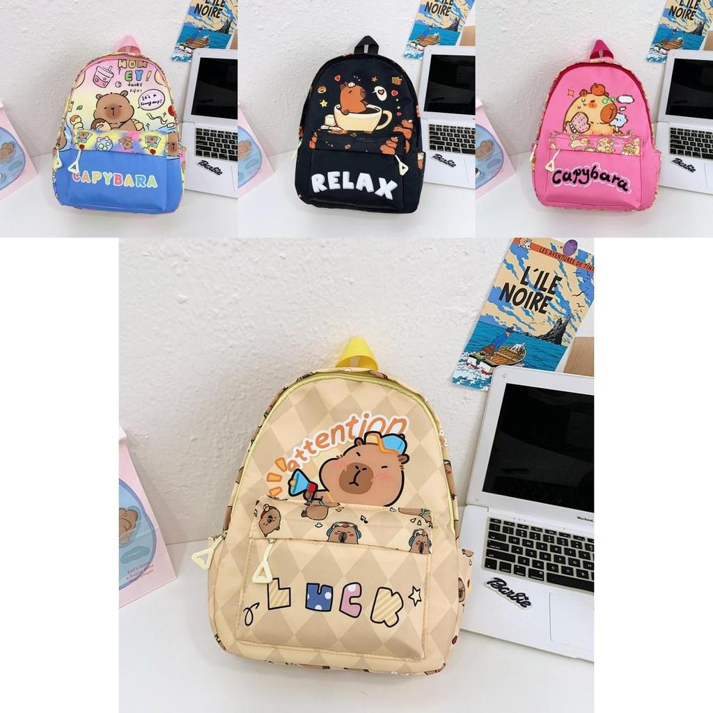 Cute Capybara Bathing Swimming Circle Beach Cartoon Printed Children Backpack