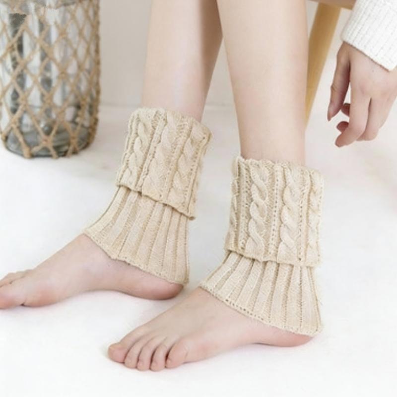 Damskie getry na nogi na kostkę zimowe ciepłe rozciągliwe dzianinowe opadające termiczne damskie grube wełniane mankiety skarpetki do butów puszysty damski getr