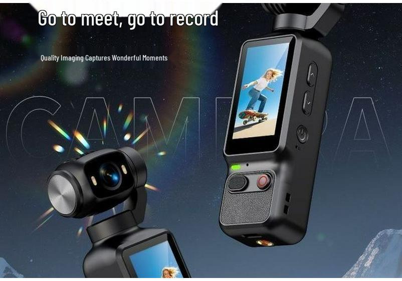 Pocket HD Gimbal Camera: 90° Rotating, Anti-Shake, Outdoor, Handheld for Cycling & Vlogs