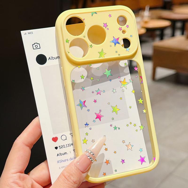 Colorful Stars Print Phone Case For iPhone 17 Pro Max For iPhone 16 15 14 13 Pro Max Luxury Hybrid TPU+PC Clear Back Hard Cover