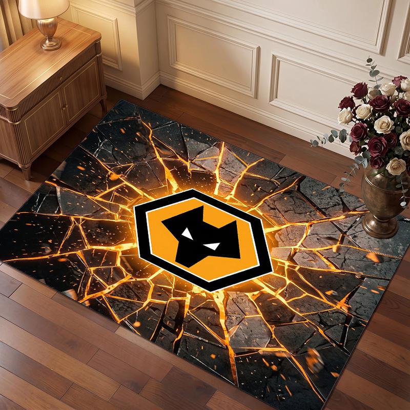 Wolverhampton Wanderers Football Print Crystal Velvet Rug, Comfortable Water Absorbent Non Slip Indoor Floor Carpet